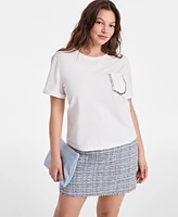 On 34th Women's Rhinestone-Trim Pocket T-Shirt, Exclusively at Macy's