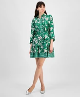 Anne Klein Women's Tiered Belted Floral-Print Dress