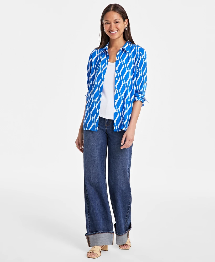 On 34th Women's Button-Front Crepe Shirt