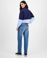 Calvin Klein Jeans Womens Colorblock Windbreaker Jacket Flocked Logo Slim T Shirt Womens 90s Loose Jeans