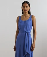 Lauren Ralph Women's Belted Crepe Sleeveless Dress