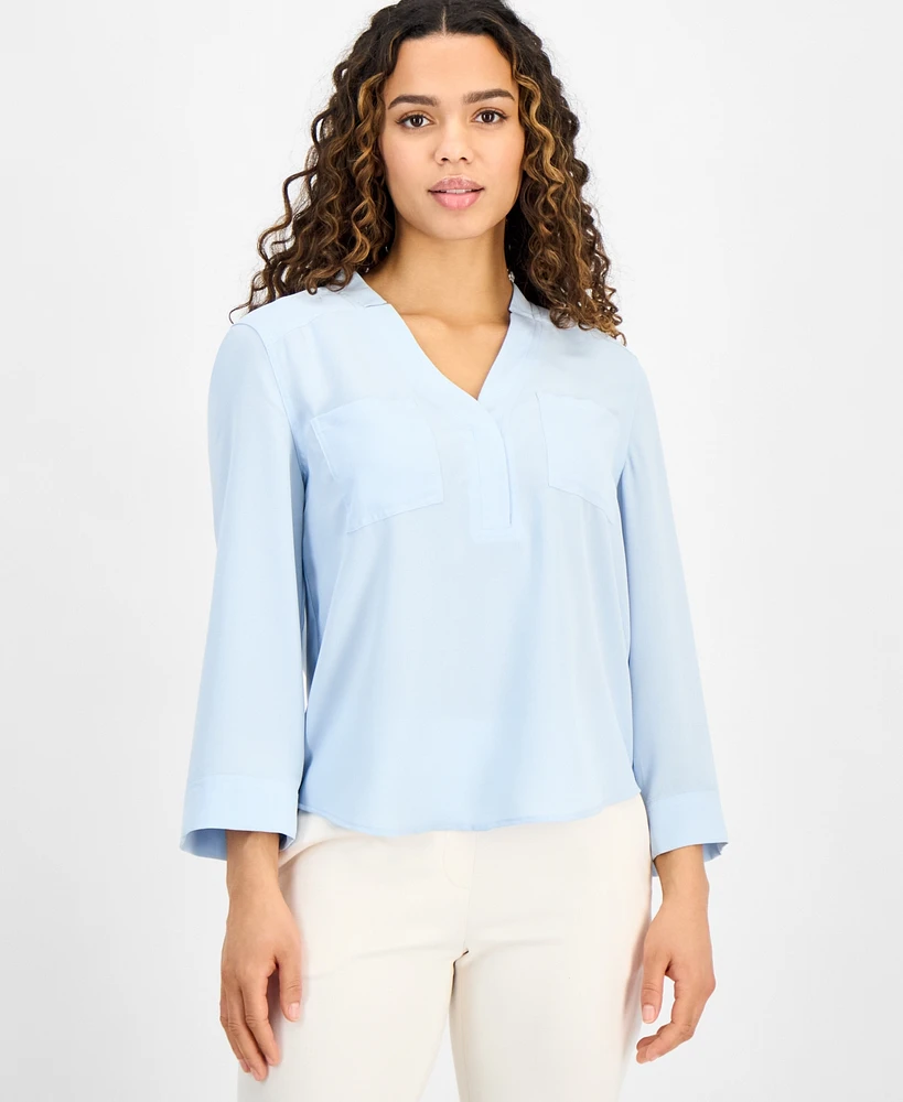 Ak Anne Klein 3/4-Sleeve Utility Blouse, Regular & Petite