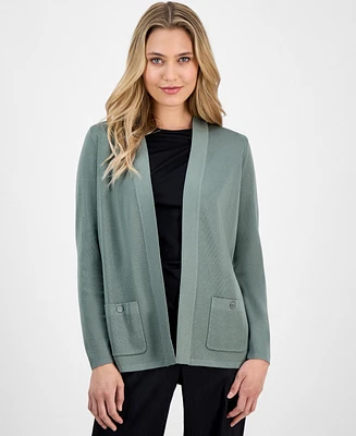 Anne Klein Petite Malibu Fine-Rib Open-Front Cardigan