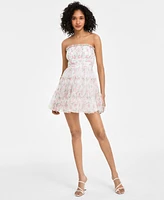 Seni & Cade Women's Floral Print Strapless Fit Flare Dress