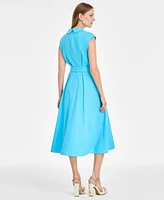 Karl Lagerfeld Paris Women's Belted V-Neck Midi Dress