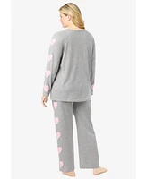 Dreams & Co. Plus Co Side Print Pajama Set