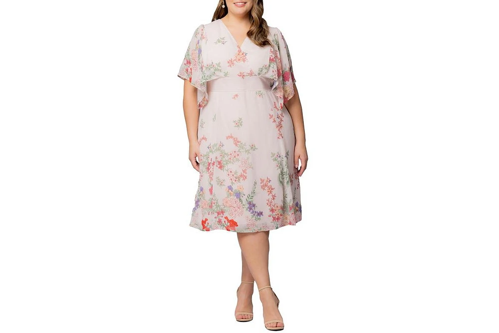 Kiyonna Plus Breezy Border Print Cocktail Dress
