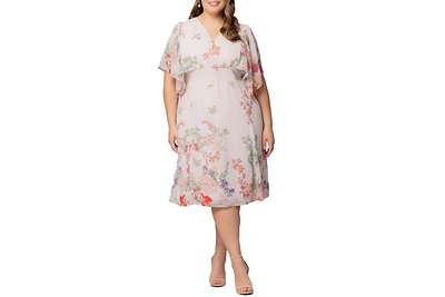 Kiyonna Plus Breezy Border Print Cocktail Dress
