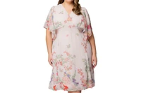 Kiyonna Plus Breezy Border Print Cocktail Dress