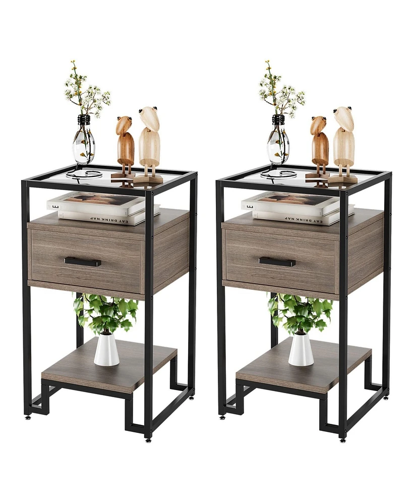 gaomon Nightstand Set of 2, Bed Side Table with Drawer, End Table for Bedroom, Living Room and Dorm, Easy Assembly