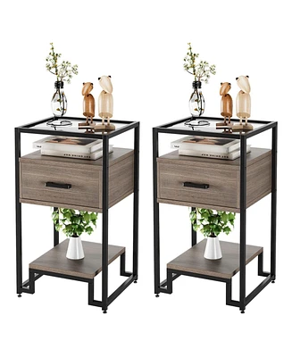 gaomon Nightstand Set of 2, Bed Side Table with Drawer, End Table for Bedroom, Living Room and Dorm, Easy Assembly