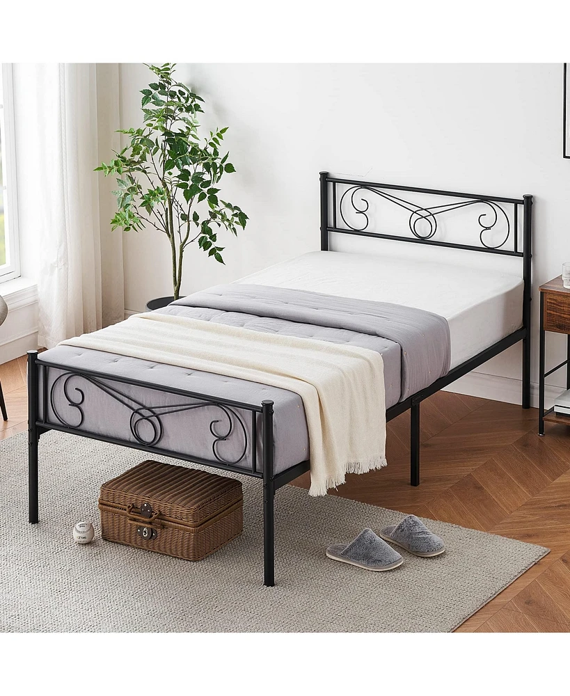 gaomon Twin Size Metal Platform Bed Frame with Headboard and Footboard