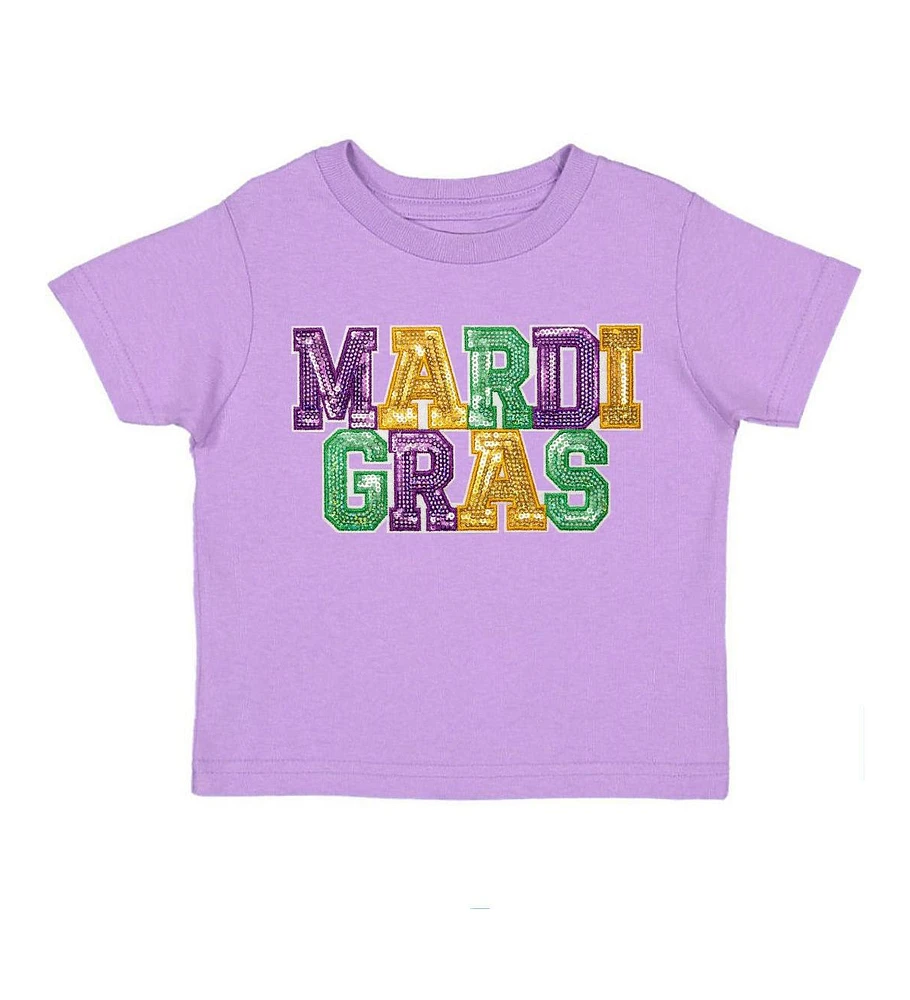 Sweet Wink Little and Big Girls Mardi Gras Patch Short Sleeve T-Shirt