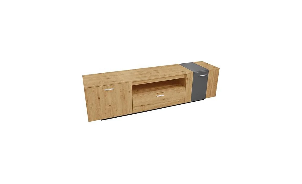 Slickblue Modern Tv Stand with 3 Cabinets and Drawer for Stylish Living Room Storage and Organization