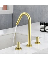 Double Handle 8-Inch Center Wide-Spread Bathroom Faucet with cUPC Lead-Free Hose