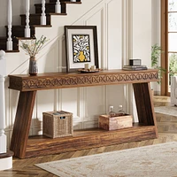 Tribesigns Farmhouse Entryway Table, 70.87-Inch Console Table with Storage, Wood Sofa Behind The Couch, Industrial Hallway Accent for Livi