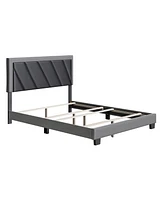 Boyd Sleep Savannah Upholstered Platform Bed with Headboard, Mattress Foundation with Strong 4 Wood Slat Supports, Box Spring Required