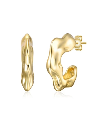 Twisted Open Hoop Earrings White Gold Plated or 14K