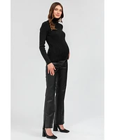 Pietro Brunelli Maternity Long Sleeve Turtleneck Rib Knit Jumper Aurora