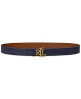 Lauren Ralph Women's Logo Reversible Pebbled Leather Belt