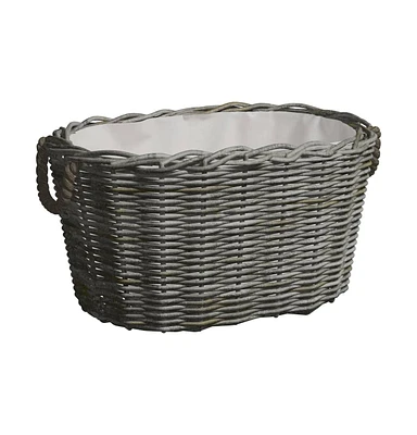Firewood Basket with Carrying Handles 23.6"x15.7"x11" Gray Willow