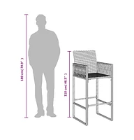 Patio Bar Stools 2 pcs Poly Rattan