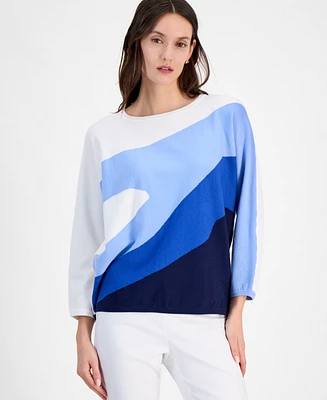 T Tahari Women's Colorblocked Dolman-Sleeve Sweater