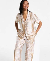 Nautica Jeans Womens Pull One Wide Leg Paisley Pants Button Front Shirt