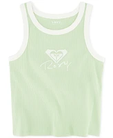 Roxy Big Girls Cotton Blend Retro Logo Ribbed Tank Top