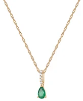 Macy's Sapphire (1/2 ct. t.w.) & Diamond (1/20 Linear Pendant 18" Necklace 14k White Gold (Also Available Ruby Emerald)