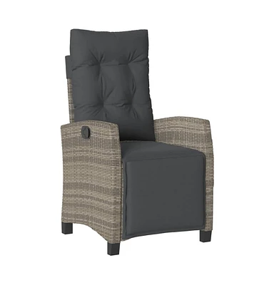 Reclining Patio Chair with Footrest Gray Poly Rattan