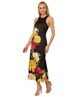 Adrianna by Papell Women's Printed Satin Sleeveless Midi Dress