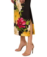 Adrianna by Papell Women's Printed Satin Sleeveless Midi Dress