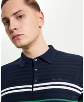 Ben Sherman Men's Herringbone Stripe Short Sleeve Polo Shirt