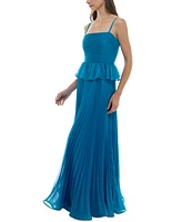 Taylor Women's Pleated Peplum Sleeveless Gown