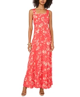 Vince Camuto Women's Printed Square-Neck Smocked-Back Sleeveless Maxi Dress