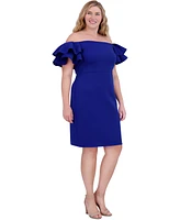 Eliza J Plus Ruffled Off-The-Shoulder Sheath Dress