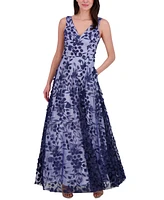 Eliza J Petite 3D Floral Applique Gown