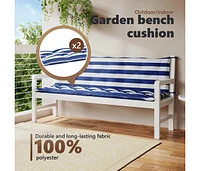 Garden Bench Cushions 2pcs Blue&White Stripe 78.7"x19.7"x2.8" Fabric