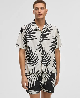 Mode of One Men's Large Palm Relaxed-Fit Printed Button-Down Camp Shirt, Exclusively at Macy's