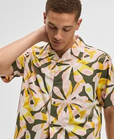 Mode of One Men's Floral Tones Relaxed-Fit Printed Button-Down Camp Shirt, Exclusively at Macy's