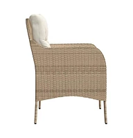 Patio Chairs with Cushions pcs Beige Poly Rattan