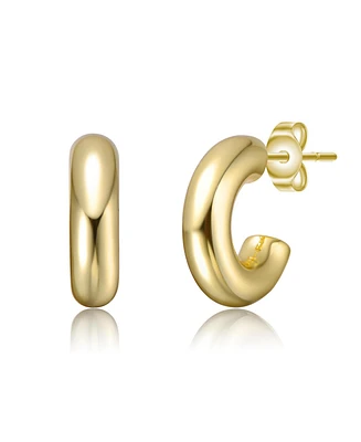 Slim Mini Tubular C-Hoop Earrings White Gold Plated or 14K