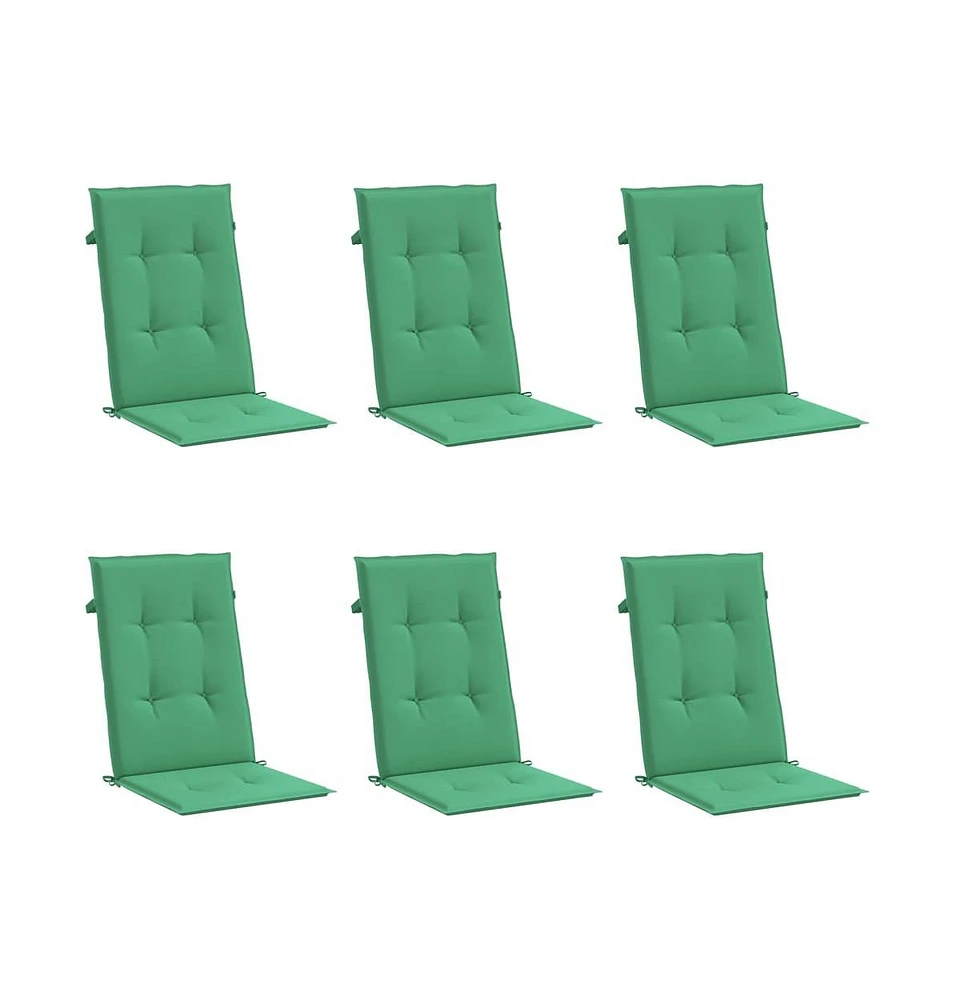 vidaXL Garden Highback Chair Cushions 6 pcs Green 47.2"x19.7"x1.2" Fabric