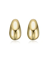 Sleek Teardrop Shapped Stud Earrings White Gold Plated or 14K