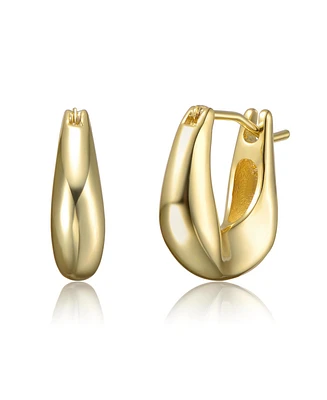 Artistic Puffy Hoop Earrings White Gold Plated or 14K