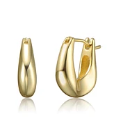 Artistic Puffy Hoop Earrings White Gold Plated or 14K