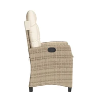 Reclining Patio Chairs 2 pcs with Cushions Beige Poly Rattan