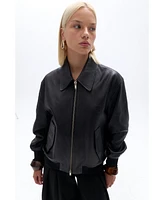 Nocturne Women's Leather Bomber Jacket