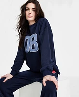 Madden Girl Juniors' Patch Crewneck Fleece Sweatshirt